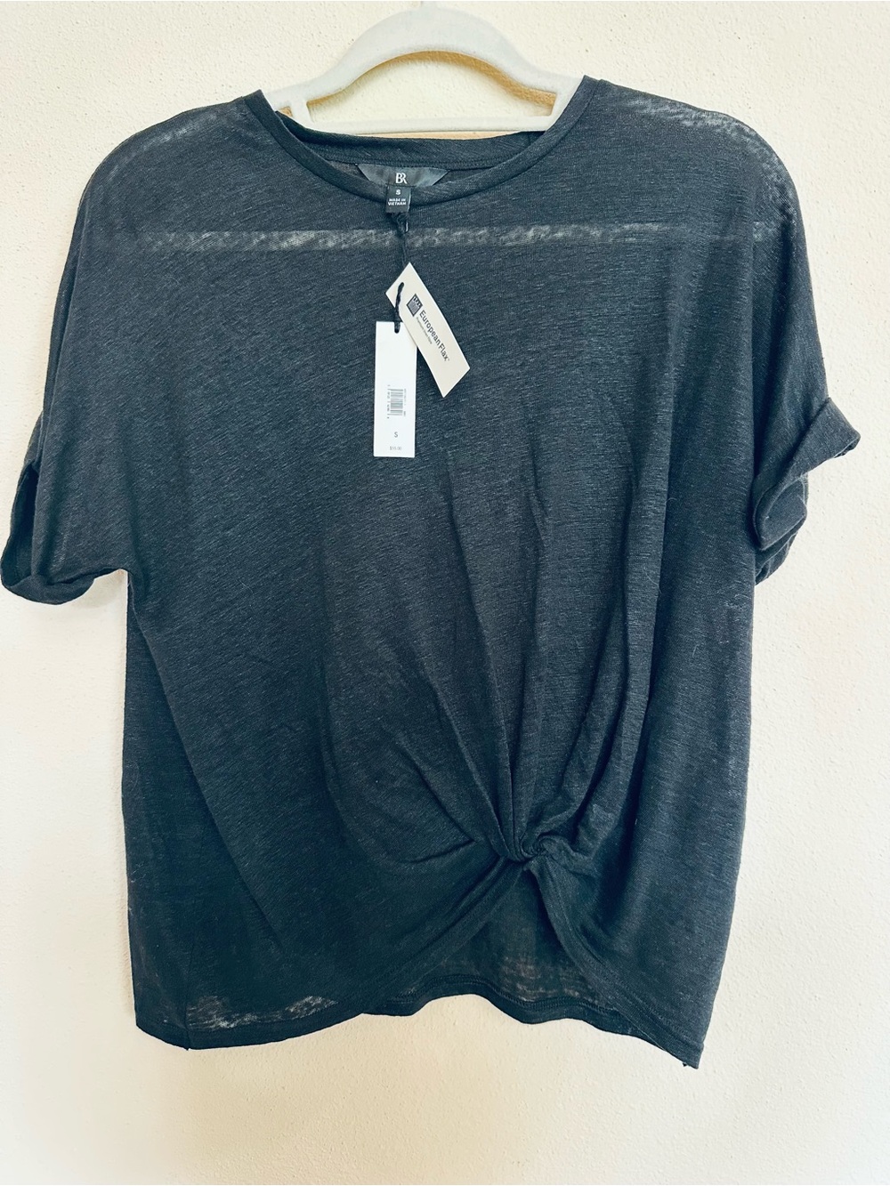 Banana Republic Black Linen Twisted-Hem T-Shirt NWT
